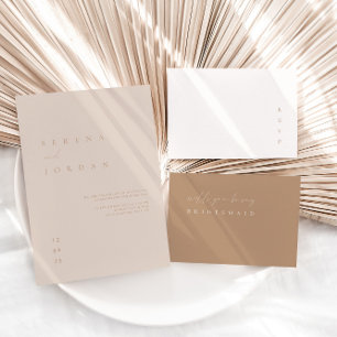 Élégant minimaliste ivoire Taupe Faire-part de mar