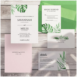 Tropical Green Palm Leaf Frame Faire-part de maria