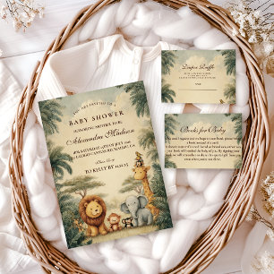 Invitation Baby Shower Amis Safari Rustique