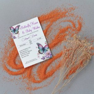 Carte D'accompagnement Baisers à papillon et Enceinte de voeux pour bébé