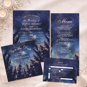 Starry Night Forest Faire-part de mariage