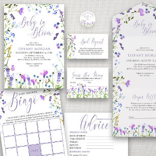 Invitation Bébé en fleur violet Baby shower Fleur sauvage