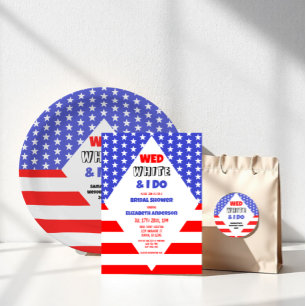 Sticker Rond Wed, White & I Do Patriotic Mariage Event