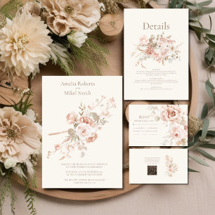 Invitation Mariage de prairie Fleur sauvage lunaire