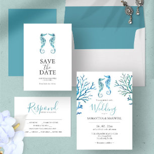 Corail bleu Répondre Cartes RSVP