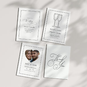 Invitation Code QR Mariage Minimaliste Classique Noir & Blanc