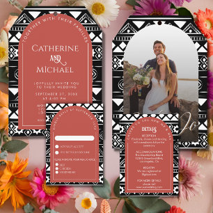 Cartons Réponse Motif moderne Boho Mariage Arch Coral