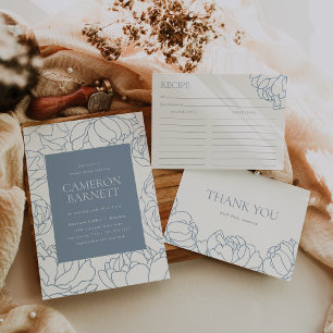 Invitation Peony Garden Dusty Blue Floral Fête des mariées