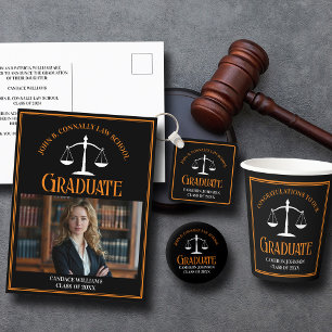 Carte Postale Faire-part Photographie de l'école de droit noire orange