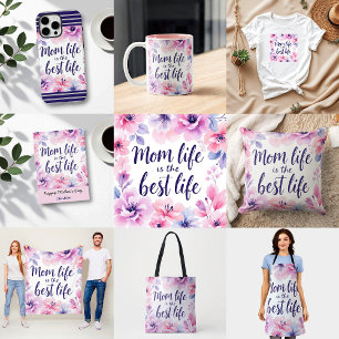 Tote Bag Maman La Vie Est La Meilleure Vie   Aquarelle Flor