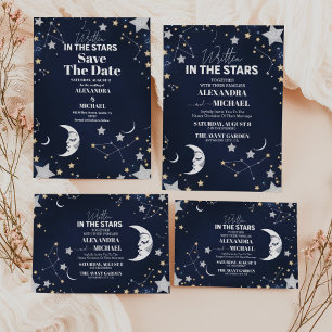 Invitation Élégant Mariage crescent céleste