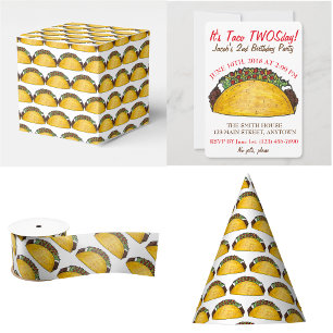 Invitation Carte Postale Taco TWOSday Mardi 2 Anniversaire fête Fiesta
