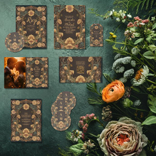 Sticker Rond Mariage Art Nouveau Floral décoratif