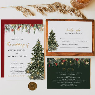 Noël Arbre Lumières Mariage d'hiver Invitation