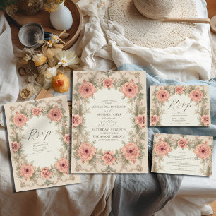 Invitation Tout En Un Flora Vintage Art nouveau Mariage