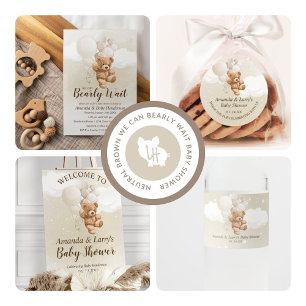 Invitation Nous pouvons à peine attendre Ourson Neutral Baby 