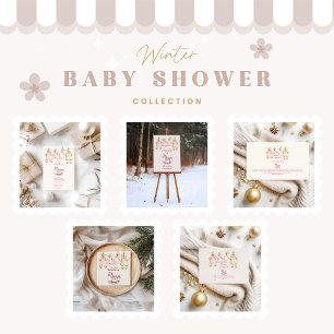 Invitation Baby shower rosé de Noël Rocse Horse