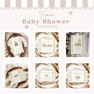 Serviette En Papier Baby shower du train Blue Watercolor