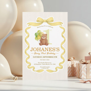 Invitation Joyeux Arche Ourson Rayé Ballons Anniversaire