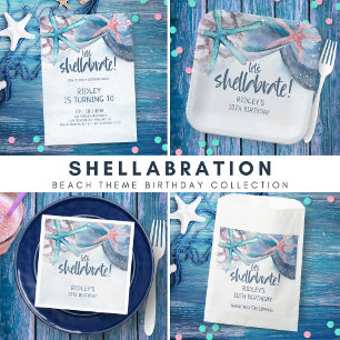 Invitation Chellabration   Beach Starfish Seashells Anniversa