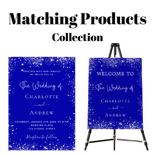 Aimant royal bleu argent faire-part de mariage