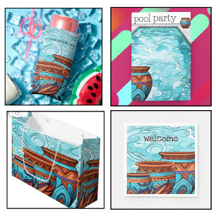 Invitation Aqua Blue Pool Party personnalisable