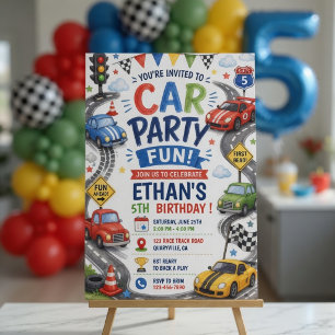Invitation Fête d'anniversaire Fun en voiture   Fête d'annive
