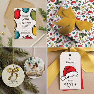 Papier Cadeau Esquisses de Noël à main colorée