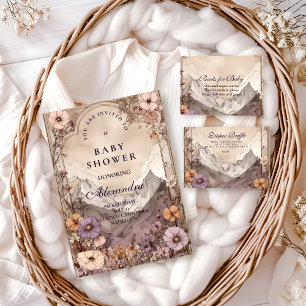 Serviette En Papier Fête de Bébé Lavande Montagnes