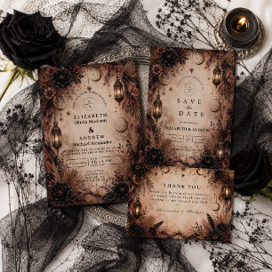 Carte De Remerciements Mariage Élégant Boho Goth
