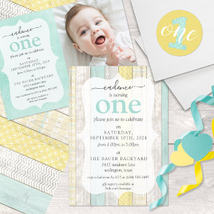 Sticker Rond 1er Anniversaire Monnaie & Pointe Jaune Un