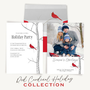 Cartes Pour Fêtes Annuelles Photo de voeux de la saison Cardinal rouge Noël
