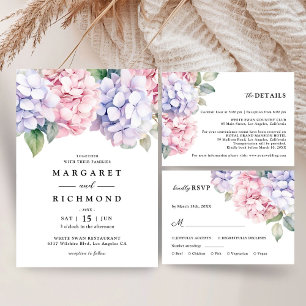 Invitation Dusty Purple & Blush Pink Hydrangea Enregistrer La