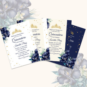 Invitation Marine Blue Iris et Parties scintillant Tiara Quin