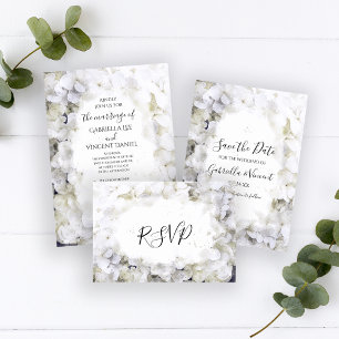 Fleurs d'Hydrangée Blanche Aquarelle Mariage RSVP