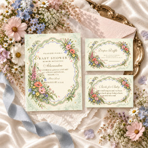 Serviette En Papier Baby-Shower Fleur Sauvage Vintage