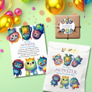 Sticker Rond Cute Cudely Colorful Petits Monsters Anniversaire 