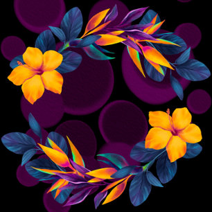 Invitation Oiseaux du paradis Mariage Hibiscus jaune rose