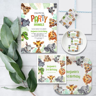 Serviette En Papier Safari Jungle Animal fête d'anniversaire