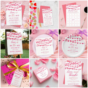 Affiche Hanging String Love Hearts Fête des mariées Bienve