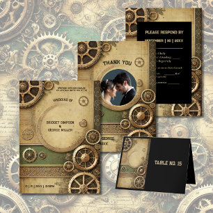 Invitation Steampunk Victorian Gearwork Mariage