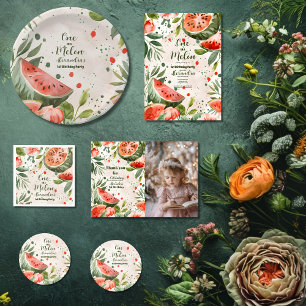 Invitation 'One in a Melon' mignonne Watermelon fille 1er ann