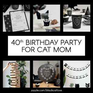 Chapeaux De Fètes Chat noir Empreinte de patte Coeur Anniversaire Ca
