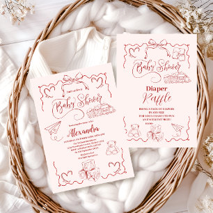 Carte D'accompagnement Jouets à griffes roses Bow Baby showers Livres pou