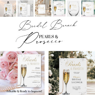 Affiche Fête de mariage avec perles et Prosecco, Brunch de