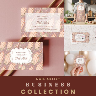 Carte De Remerciements Entreprise de Technicienne en Onglerie Florale Blu