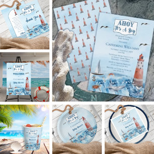 Invitation Ahoy C'est un petit phare Ocean Baby Sprinkle