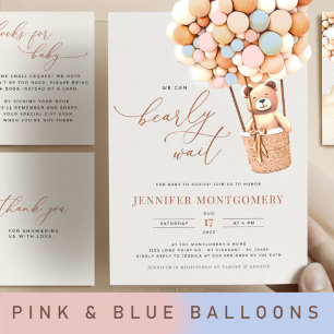 Bear Balloons Baby shower Tous en une invitation