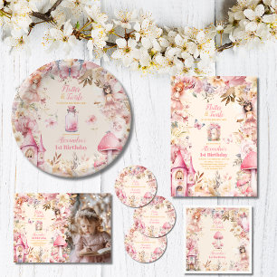 Carte De Remerciements Photo Magique Fairy Jardin Floral 1er anniversaire