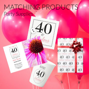 Papier Cadeau 40 et Fabulous rose noir Anniversaire
